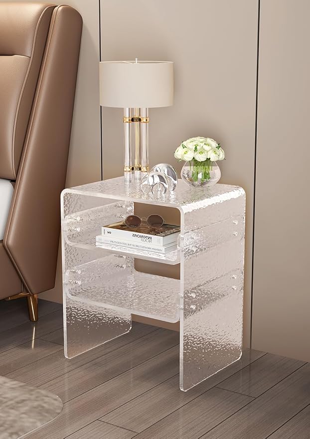 Clear Acrylic 3-Tier End Table/Nightstand – Sleek Bedside Storage - Image 2