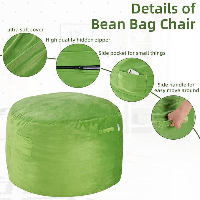 HABUTWAY Bean Bag Chair 3Ft Luxurious Velvet Ultra Soft Fur - Image 6