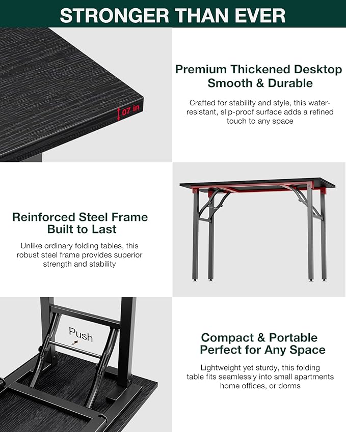 Frylr Small Folding Computer Desk – 43.3 Inch Portable Table - Image 7