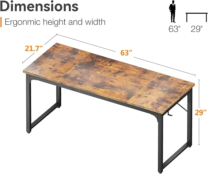 Coleshome 63 Inch Computer Desk, Modern Simple Style Desk - Image 3