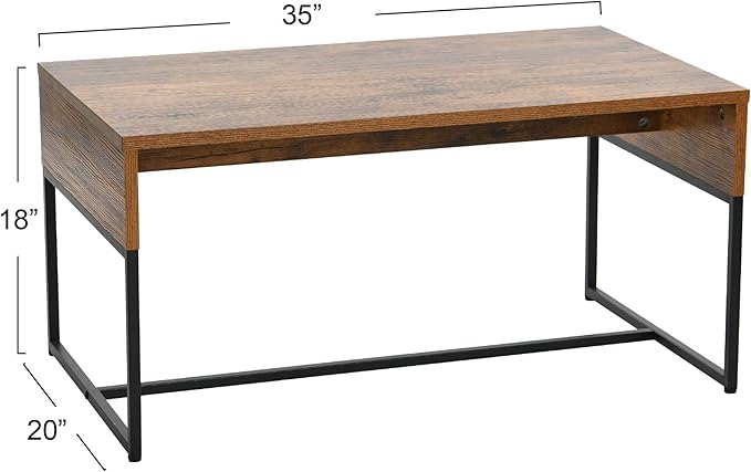 Household Essentials Wrap Rectangular Coffee Table Rustic Hickory Wood Grain - Image 3