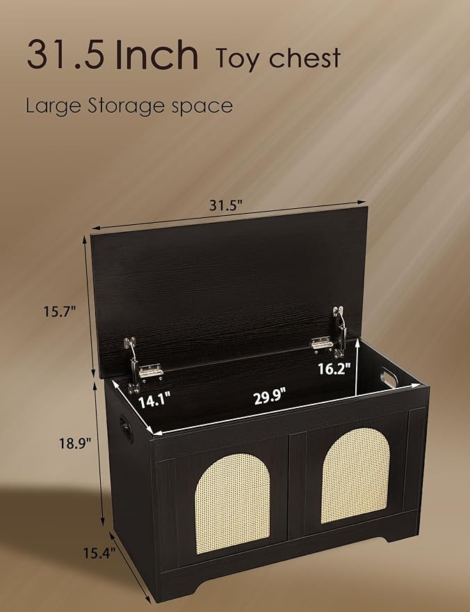 DINZI LVJ Storage Chest, 31.5" Rattan-Like Toy Box - Image 3