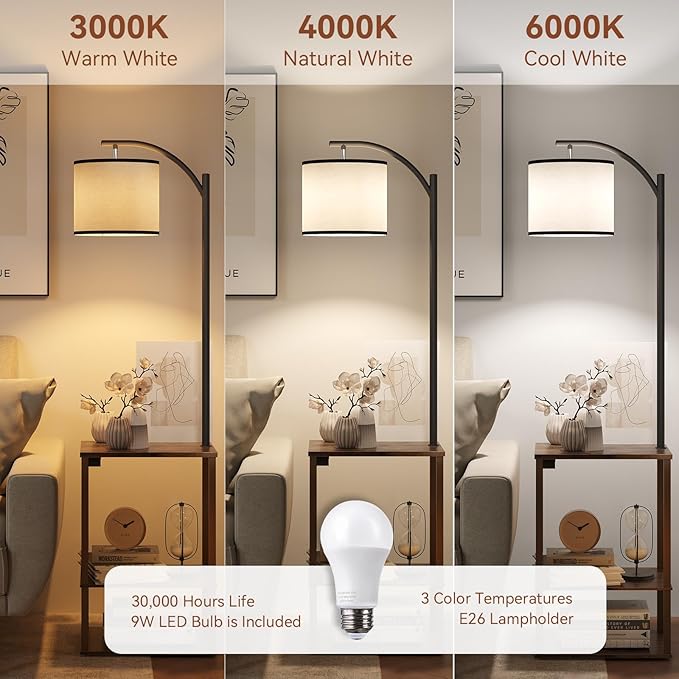SUNMORY Floor Lamp with Table, End Table - Image 5