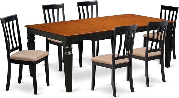 East West Furniture LGAN7-BCH-C 7 Piece Dining Table Set Consist of a Rectangle by EastWestFurniture
