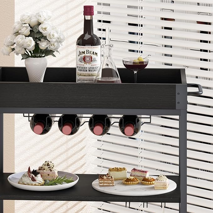 Bar Cart Serving Wine 3 Tier Home Rolling Rack - Image 7
