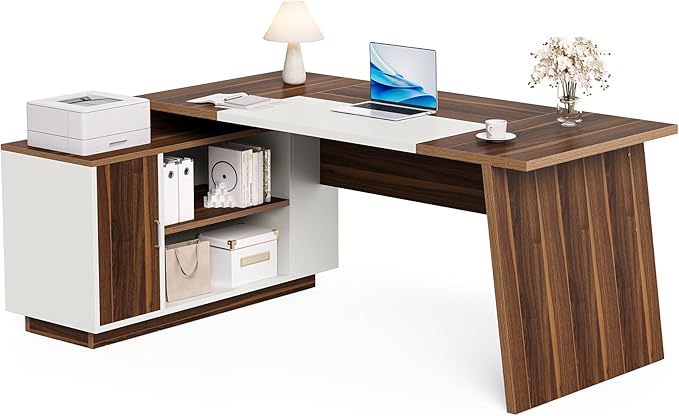 LITTLE TREE 70.5-Inch Executive Desk, Large Home Office Desk by LITTLETREE