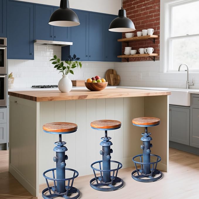 Topower Aged Steampunk Deco Industrial Round Bottom Adjustable Height Cafe - Image 7