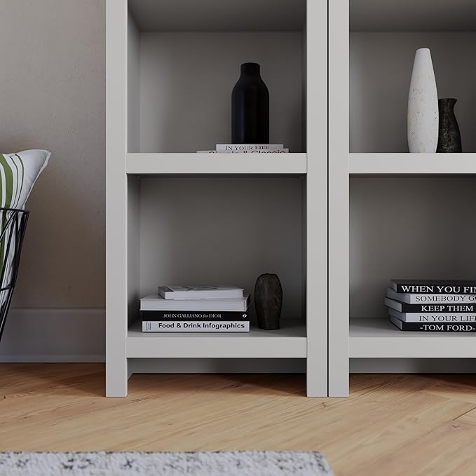 Prepac Moda 80" Tall 5-Tier Narrow Bookcase in White, Modern Storage Accent - Image 6