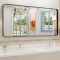 WEER Black Metal Framed Mirror, 60X28 Inch Rectangular Matte Black Wall Mirror by WEER