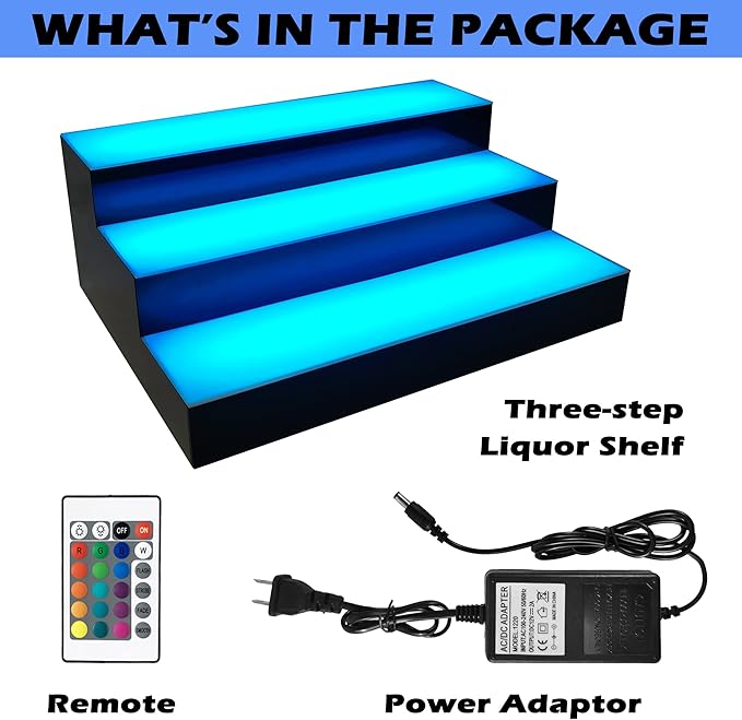 Royxen LED Lighted Liquor Bottle Shelf 3 Tier, 16 Inch Bar Shelf - Image 5