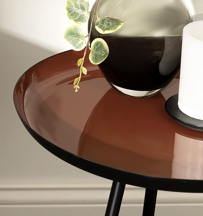 Kate and Laurel Laranya Modern Side Table; 15 x 15 x 23; Dark Clay Red and - Image 4