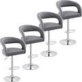 VECELO Bar Stools Set of 4 Adjustable Swivel Modern Pu Leather Barstools by VECELO