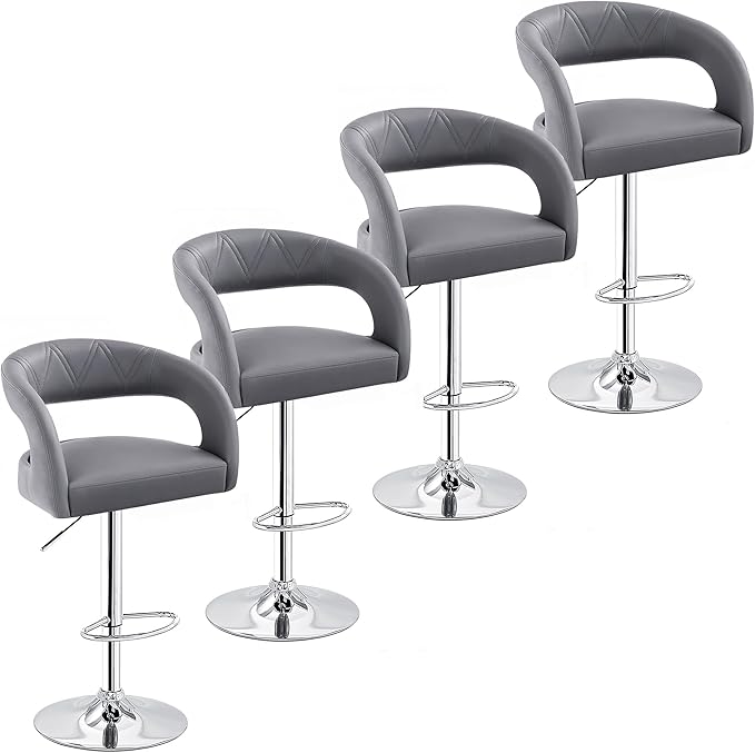 VECELO Bar Stools Set of 4 Adjustable Swivel Modern Pu Leather Barstools by VECELO