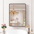 Black Bathroom Mirror 22X30 Inch, Rounded Rectangle Matte Bathroom Vanity Mirror by JISOSO