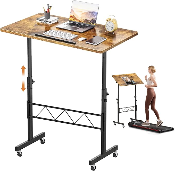 COMHOMA Small Standing Desk Adjustable Height & Tiltable Tabletop, Mobile Stand by ComHoma