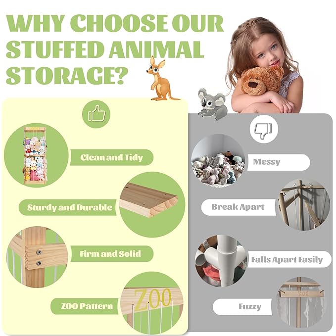 Trycooling Stuffed Animal Zoo Stuffed Animal Storage Wood Plushie Storage - Image 4