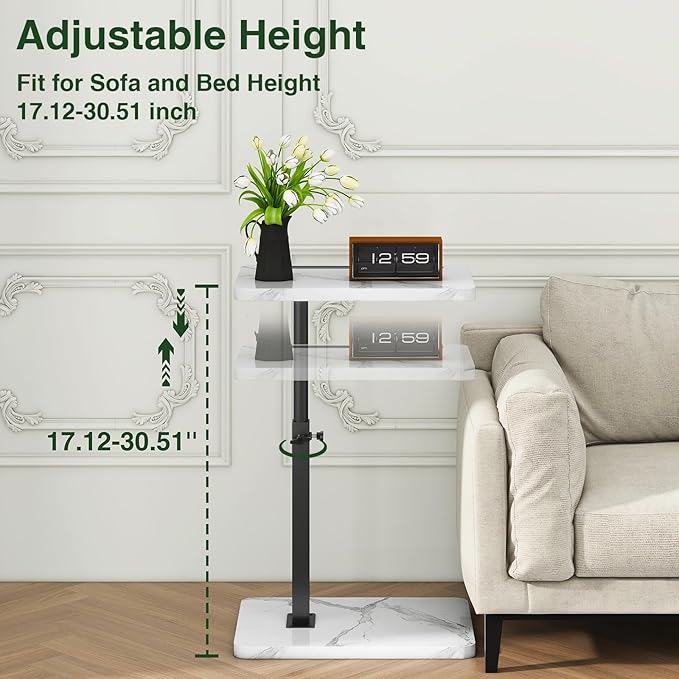 IBUYKE Tray Table for Couch, 360° Swivel Height Adjustable End Table for Small - Image 3
