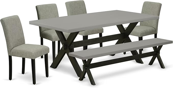 East West Furniture X697AB106-6 6 Piece Dinette Set Contains a Rectangle Dining by EastWestFurniture