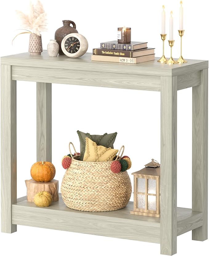 Small Farmhouse Wood Entryway Table Narrow Console Table by Besiost
