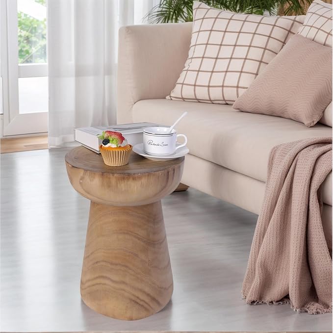 Athaliah Small Rustic Tree Stump Wood Side Table/Stool – 17.75″H Compact - Image 5
