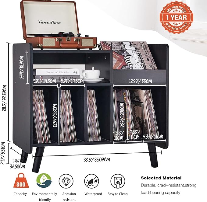 Record Player Stand, Large Record Player Table Cabinet - Image 3
