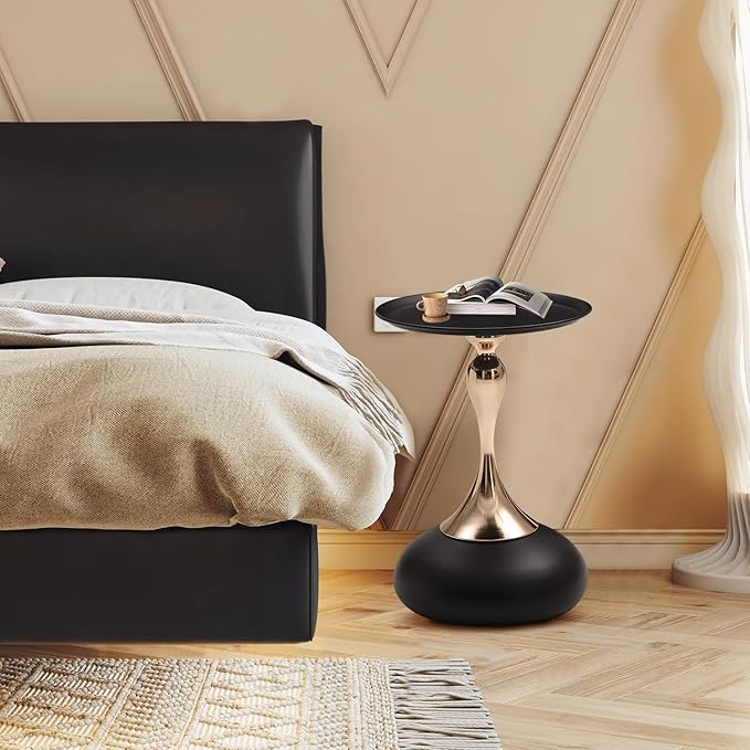 Small Black Round Side Table Pedestal - Image 4