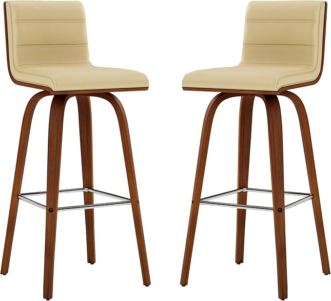 Vienna 30" Swivel Bar Stool in Walnut Wood Finish - Image 11