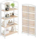 No-Assembly Folding Bookshelf Storage Shelves 4 Tiers Vintage Multifunctional by THKKYHomeOfficeFurniture