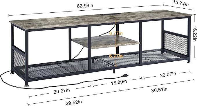 VECELO TV Stand with Power Outlets - Image 10