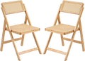 Tiita Rattan Dining Chairs Set of 2, Mid Century Modern Folding Chair, Bamboo by TiitaHome