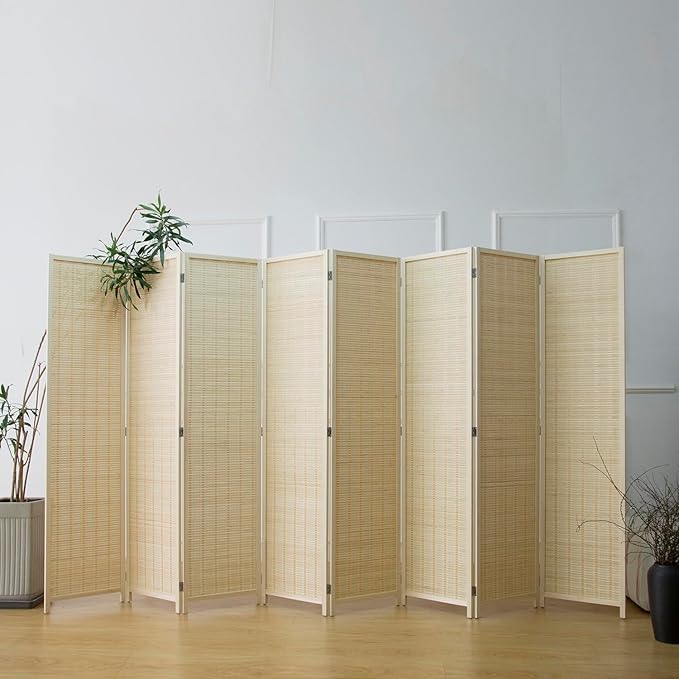 8 Panel Room Divider and Folding Panel Screen, Bamboo Panel Divider Screen - Image 2