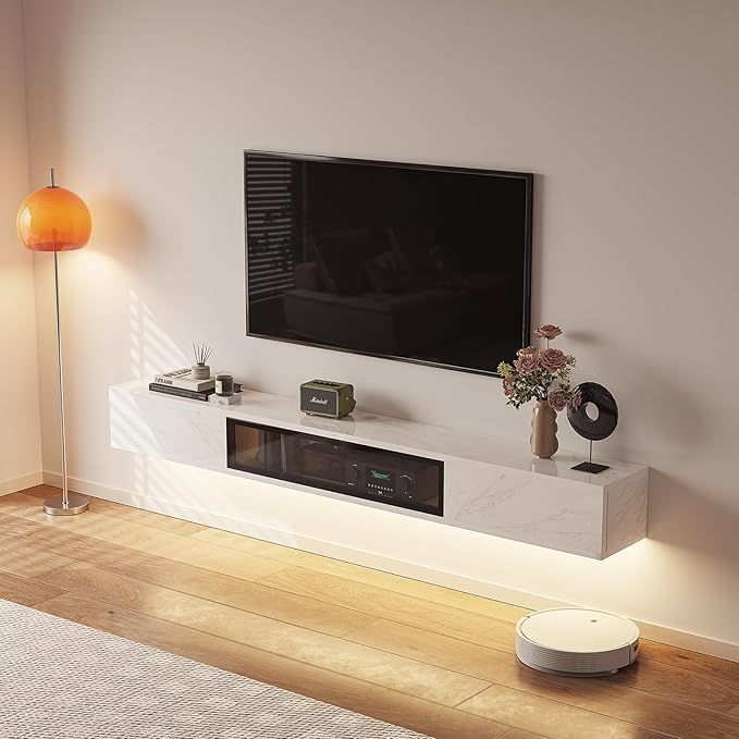 High Gloss Floating TV Stand, Under TV Floating Shelf, Floating TV Cabinet - Image 2
