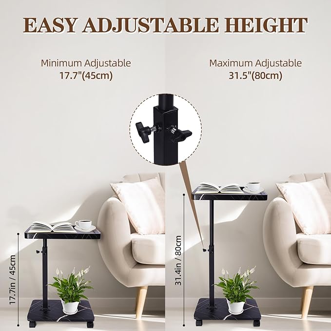 C Table Side Table End Table Adjustable Height，C Shaped End - Image 3
