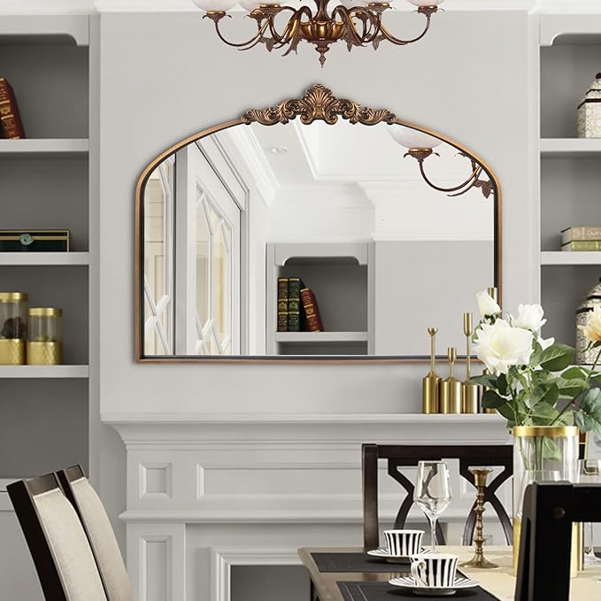 WAMIRRO Arched Mirror, Antique Brass Mirrors - Image 7