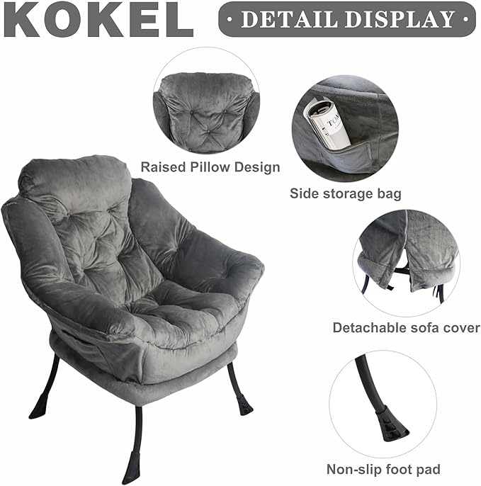 Kokel Lazy Chair with Folding Ottoman, Living Room Chairst - Image 4