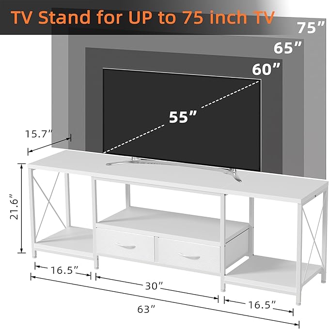 TV Stand with Fabric Drawer for 65 70 75 Inches TV - Image 5