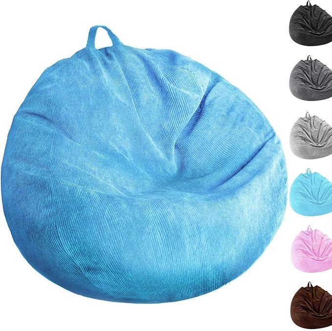 Stuffed Animal Storage Bean Bag Chair Cover Washable Ultra Soft Corduroy Bean by Unknown