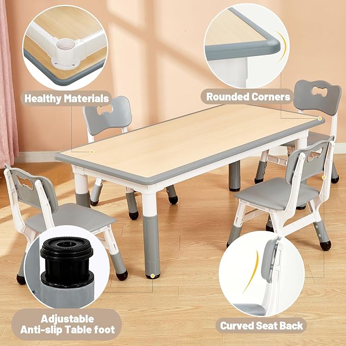 FUNLIO Kids Table and 4 Chairs Set - Image 5