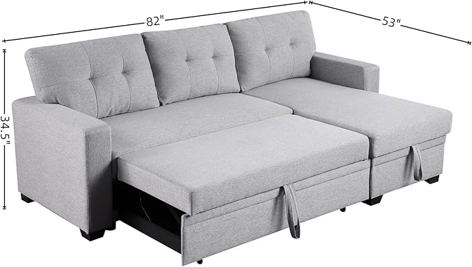 L-Shape Sofa Bed, Pull Out Sleeper Sofa - Image 2