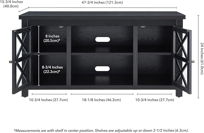 Henn&Hart Rectangular TV Stand for TV's up to 55" in Black, TV Stands for the - Image 3