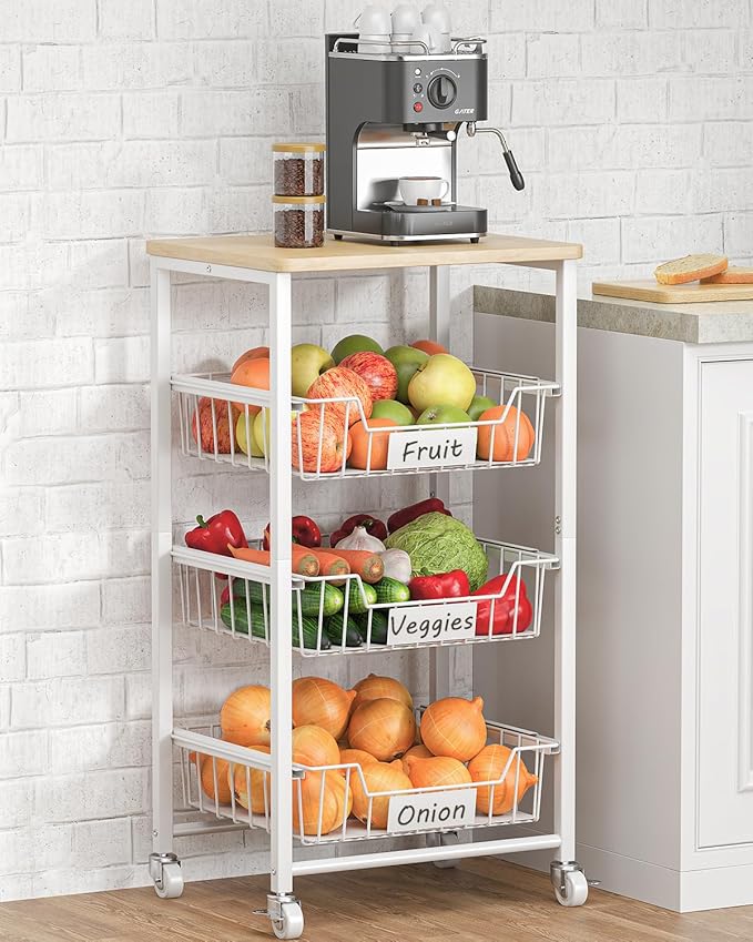 Fruit Vegetable Basket for Kitchen Pantry Storage Organizer, 4-Tier Metal by CHLORYARD