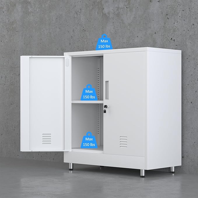 Metal Storage Cabinet with Locking Doors and Adjustable Shelf, Small Lockable - Image 6