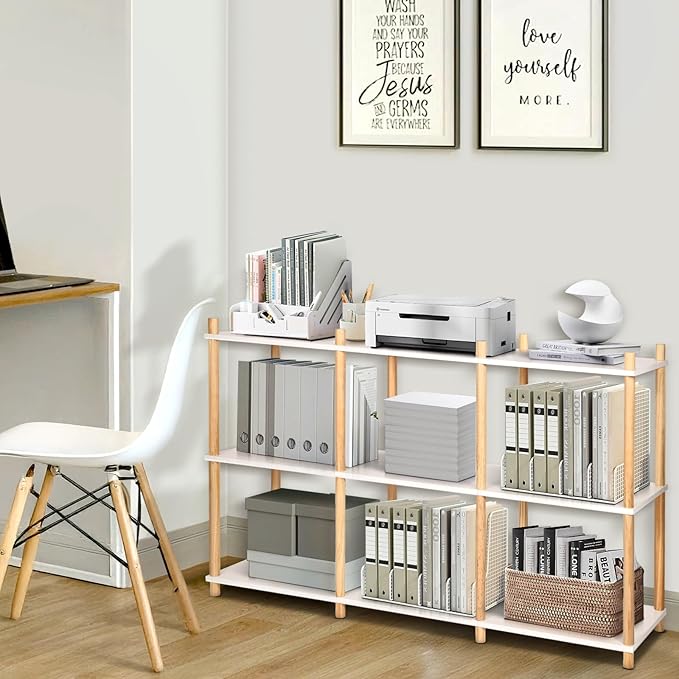 YGYQZ 3 Tier Short Book Shelf, Wood Shelves - Image 5