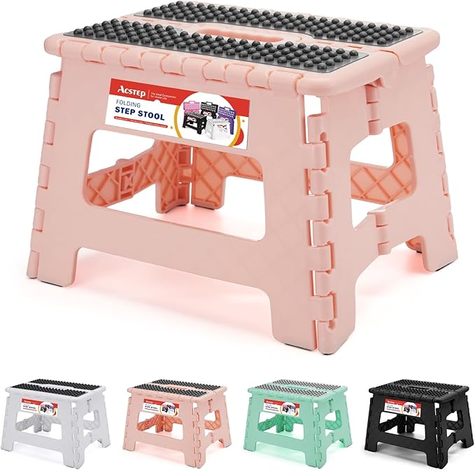 ACSTEP 9 Inch Folding Step Stool 300 LB Capacity Non Slip Foot Stool by ACSTEP