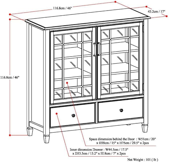 SIMPLIHOME Connaught SOLID WOOD 46 Inch Wide Traditional Tall Storage Cabinet - Image 3