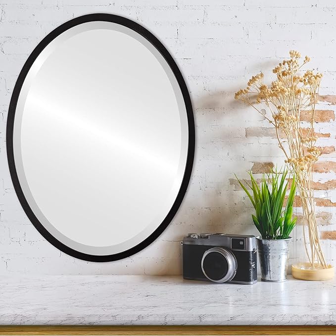 OVALCREST - Oval Wooden Beveled Wall Mirror - Image 2