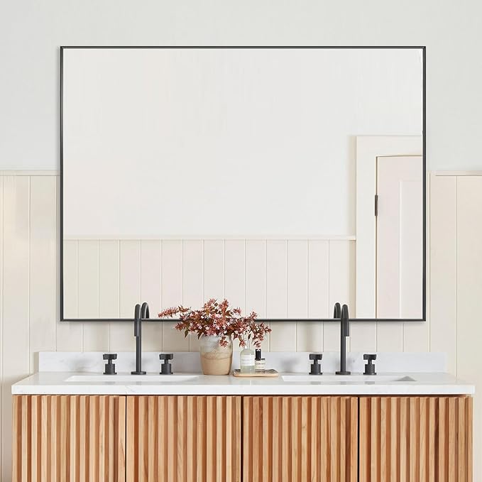 36x48 Inch Black Bathroom Mirror, Copper-Free, Aluminum Alloy Frame Vanity by LEDLUX