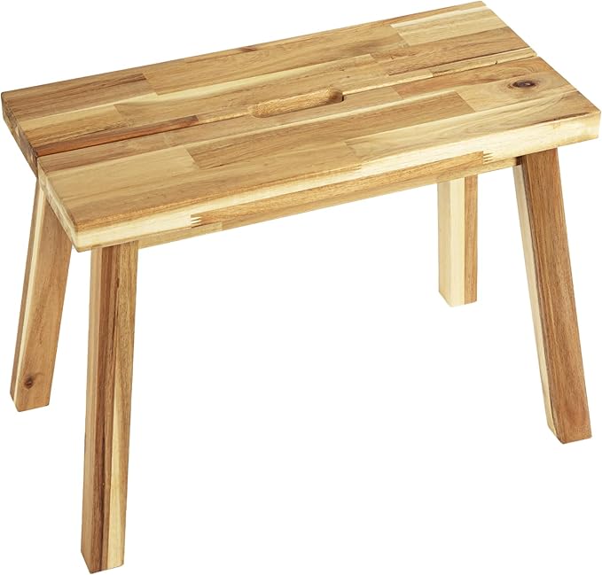 Bench 100% Solid Acacia Wood, Wax Galvanized Finish, Easy Assembly, End Table by ARROWSTONE