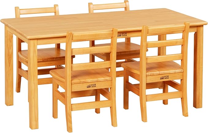 ECR4Kids 24in x 48in Rectangular Hardwood Table and Chair Set, 12in Seat Height by ECR4Kids