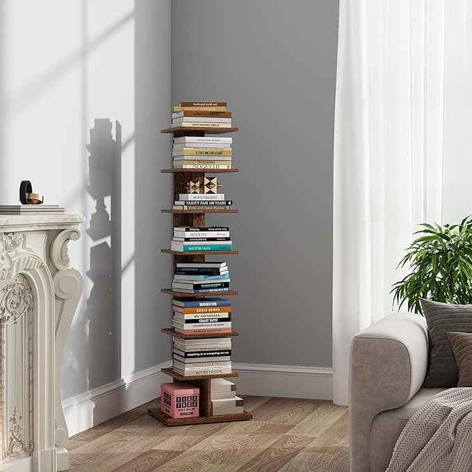 TUTOTAK Narrow Bookshelf, 8-Tier Bookcase, Spine Book Shelf by WelcometotheTUTOTAKHome